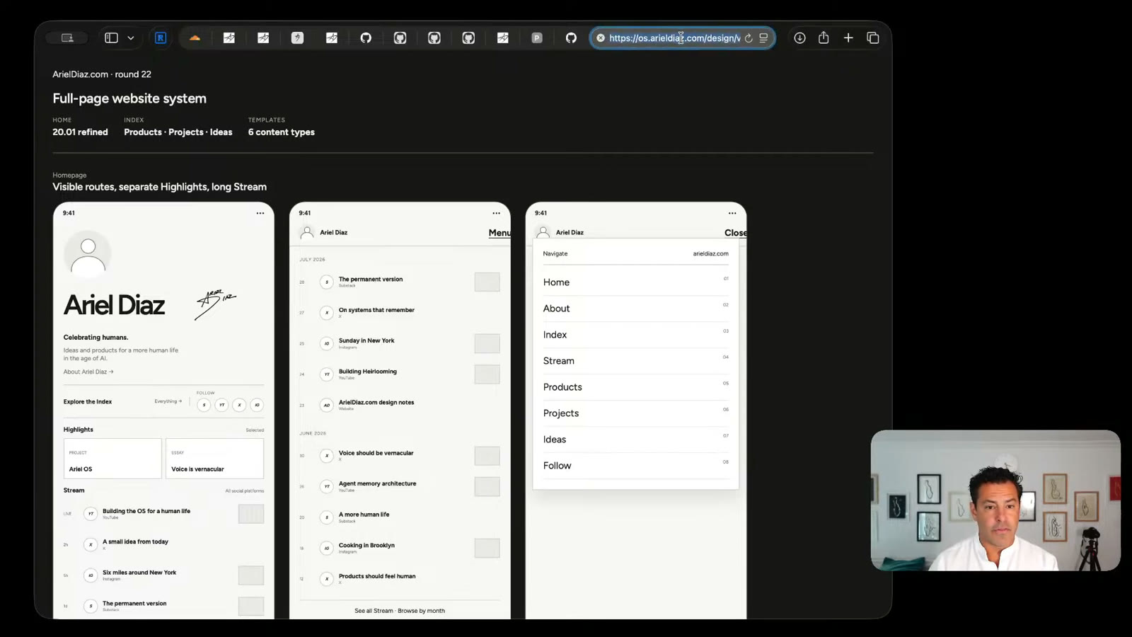A website system showing multiple responsive page views
